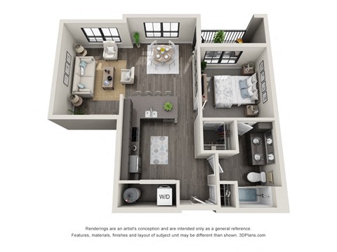 1 bed 1 bath floor plan B at 5300 Centre, St. Peters, MO